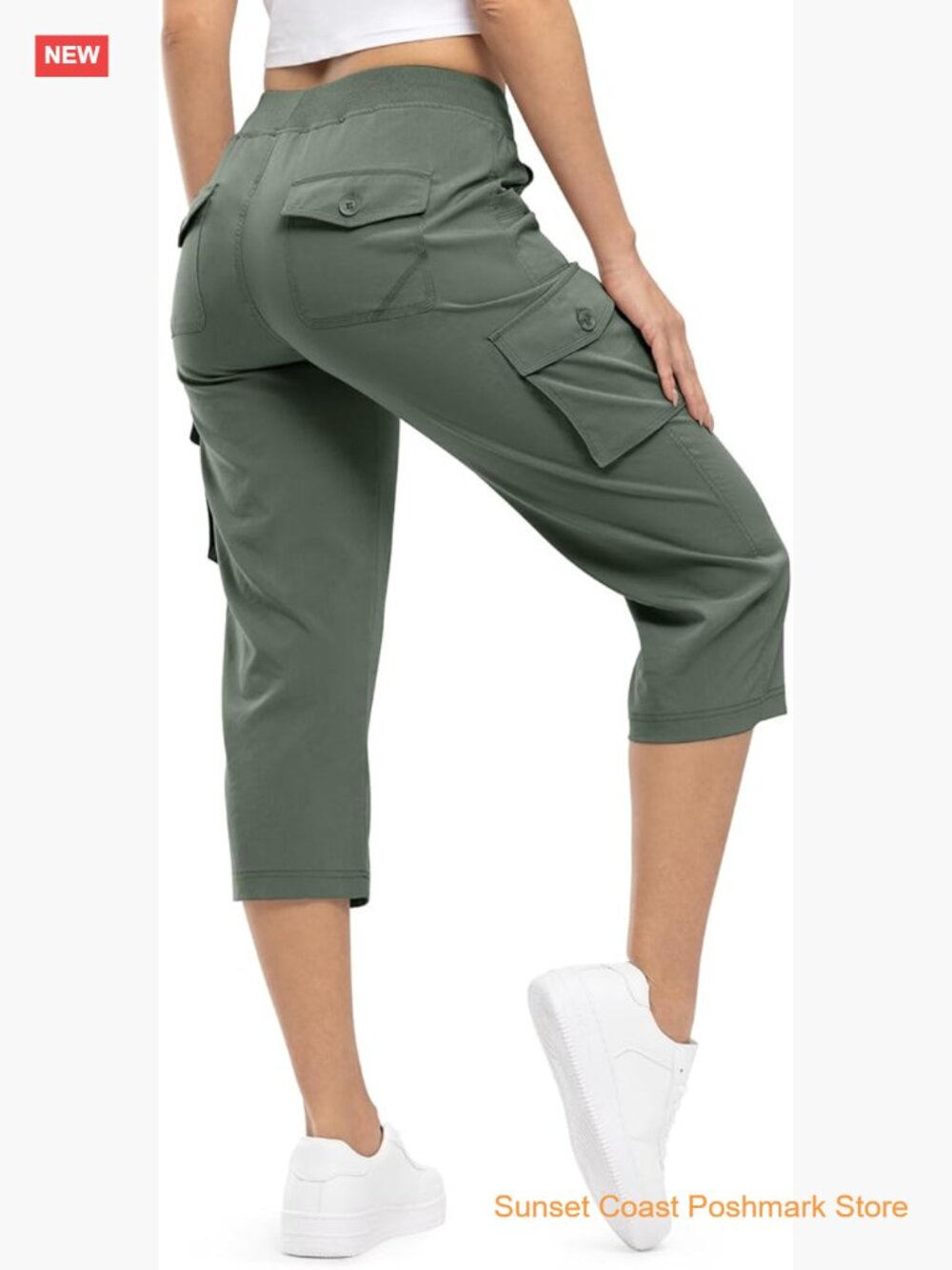 Womens Cargo Capris Lightweight Hiking Pants 6 Pockets Quick Dry Casual Outdoor